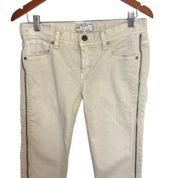 Free People Levon Zipper Skinny Jeans- Bone - Picture 6 of 14